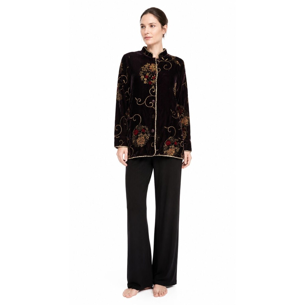 Citron Santa Monica 0229WFP Burnout Velvet Floral Jacket L Made in USA STUNNING